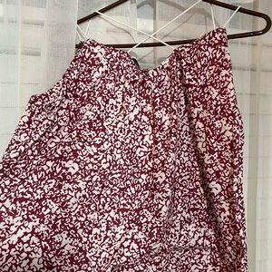 Wine red and white patterned shirt